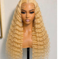 24 Inch Blonde Deep Wave Human Hair Lace Front Wig Pre Plucked