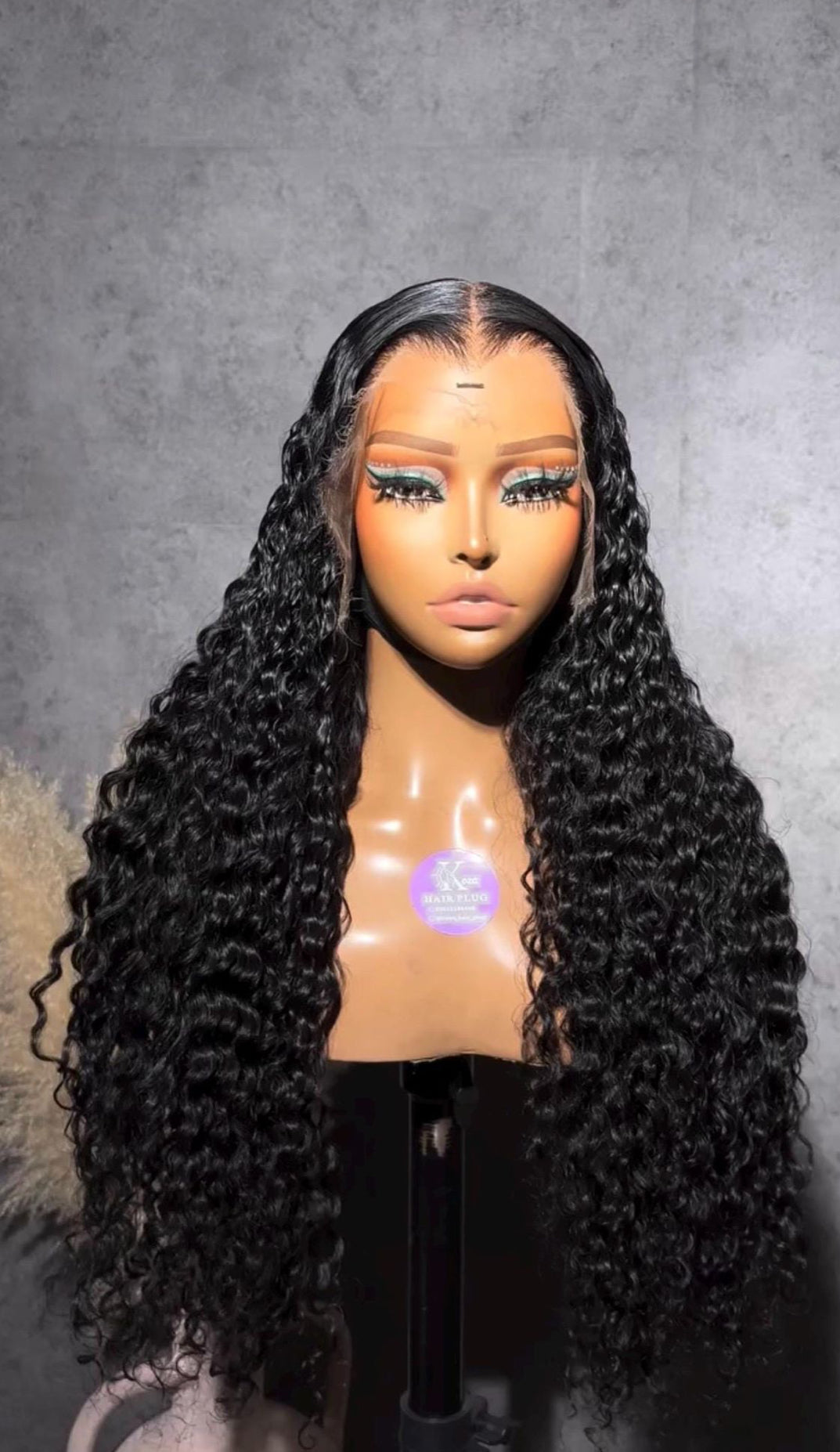 24 Inch Black Deep Wave Human Hair Lace Front Wig Pre Plucked