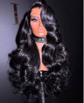 24 Inch Black Body Wave Human Hair Lace Front Wig Pre Plucked